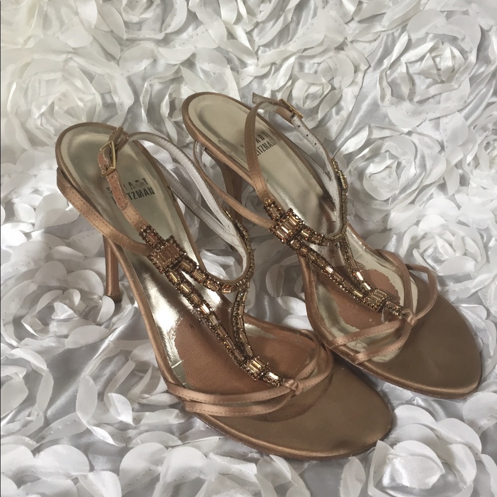 📦 Stuart Weitzman satin embellished heels